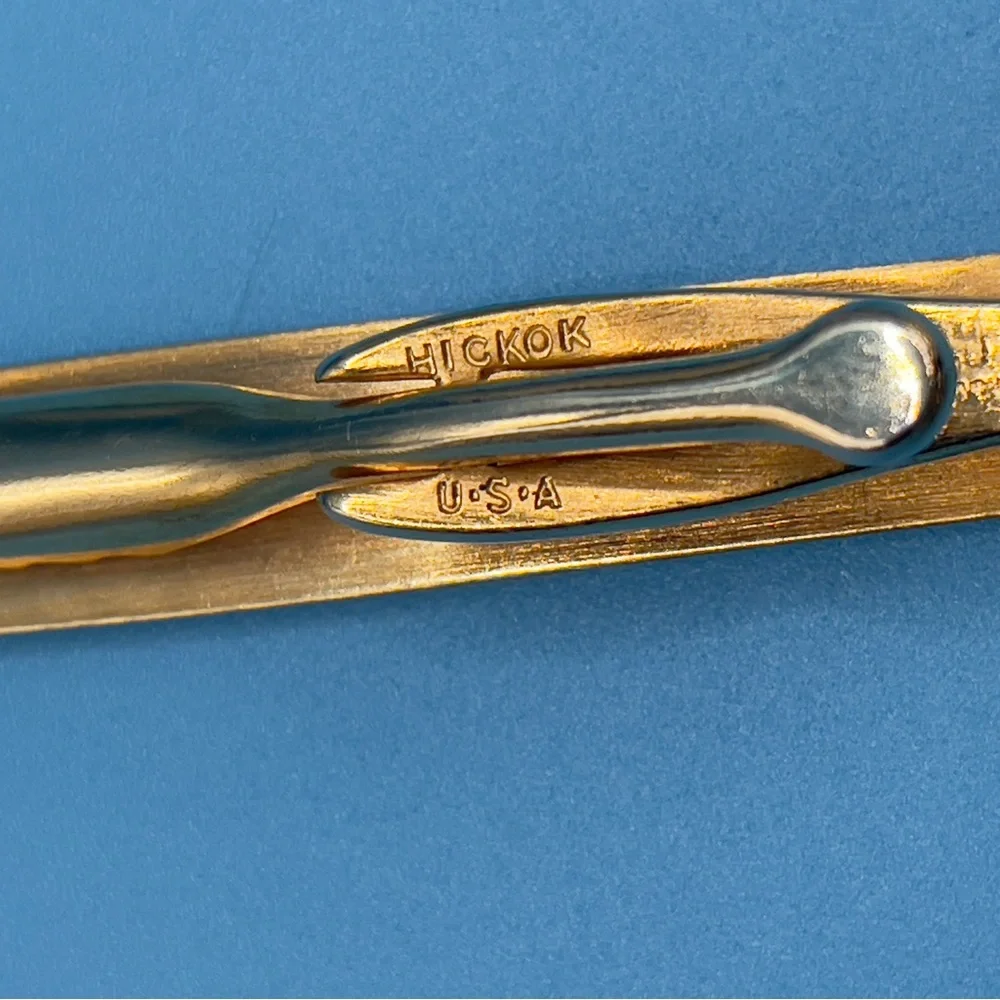 Vintage Hickok U.S.A. gold-tone basketweave tie clip in excellent condition✨ - Picture 7 of 11